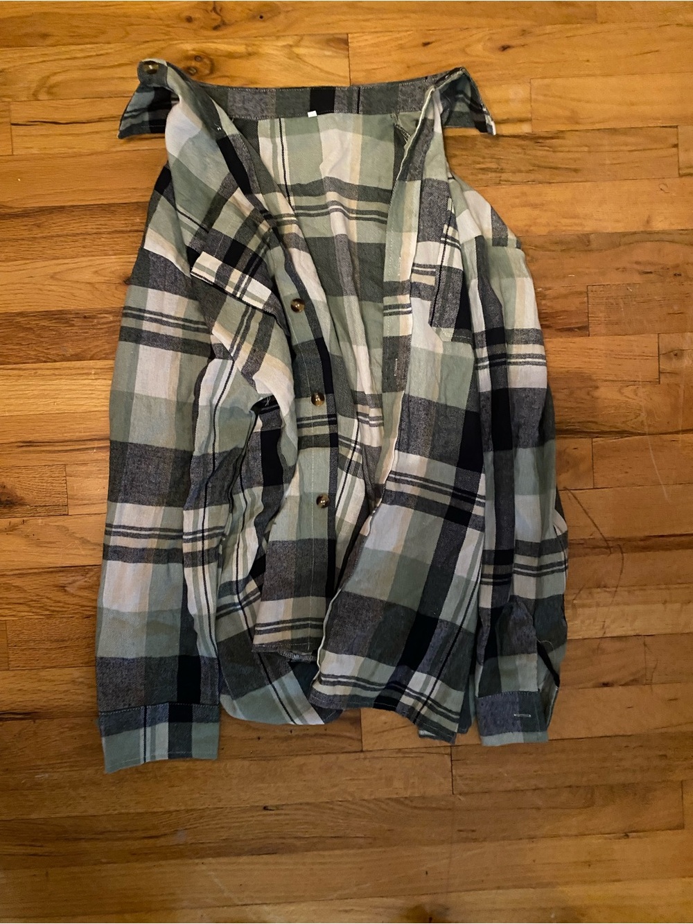 Mossimo Supply Co. Sage and Black Plaid Lightweight Shirt Jacket